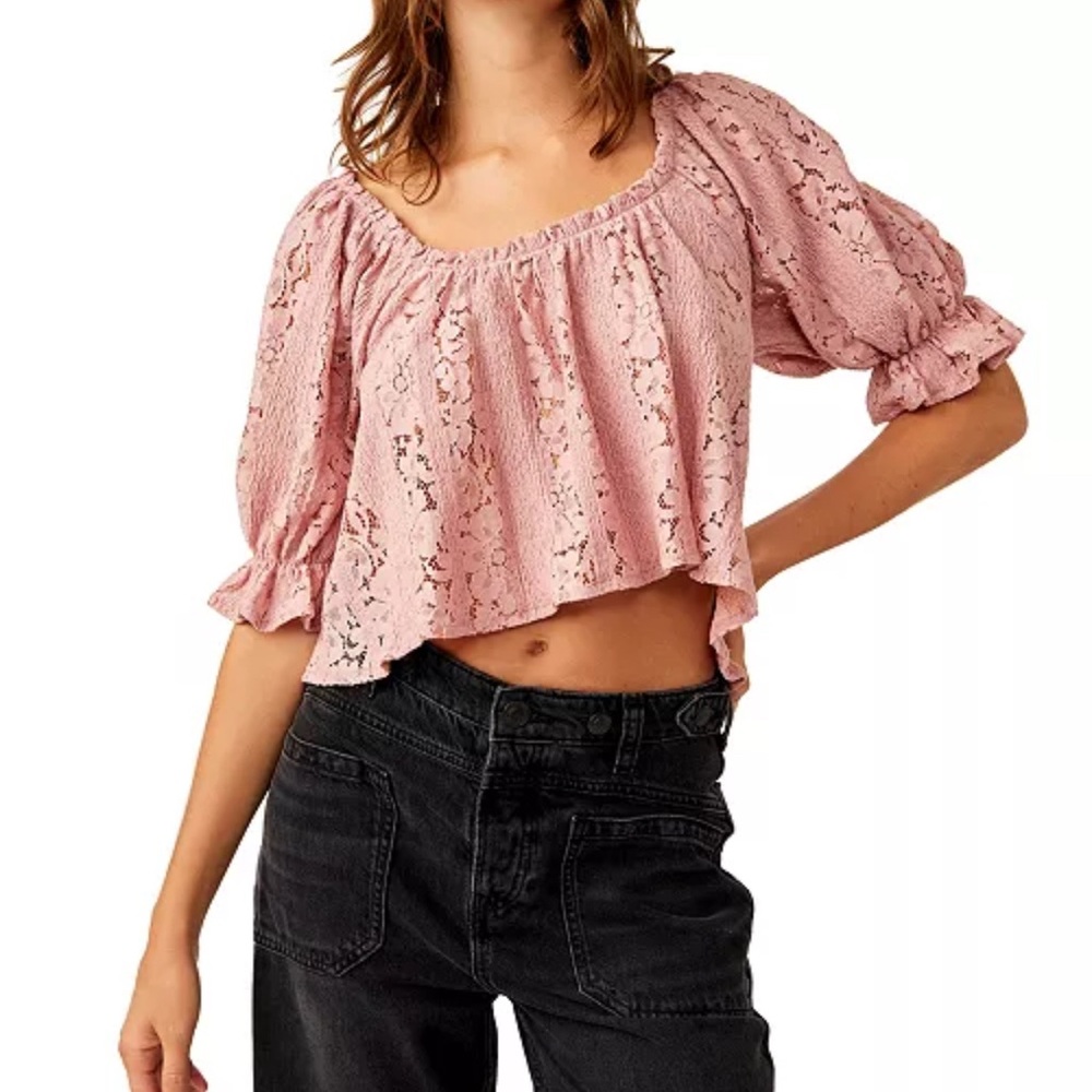 Women’s Free People Stacey Top, Size Large, NWT Pink